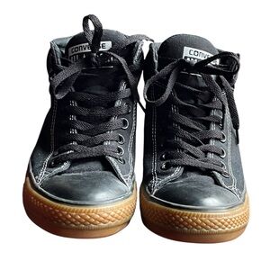 Converse Chuck Taylor All Star High Street Black Leather Sneakers Men Size 12